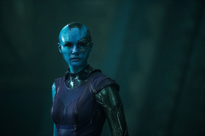 Karen Gillan is blue and bald for her new sci-fi role Nebula in ...