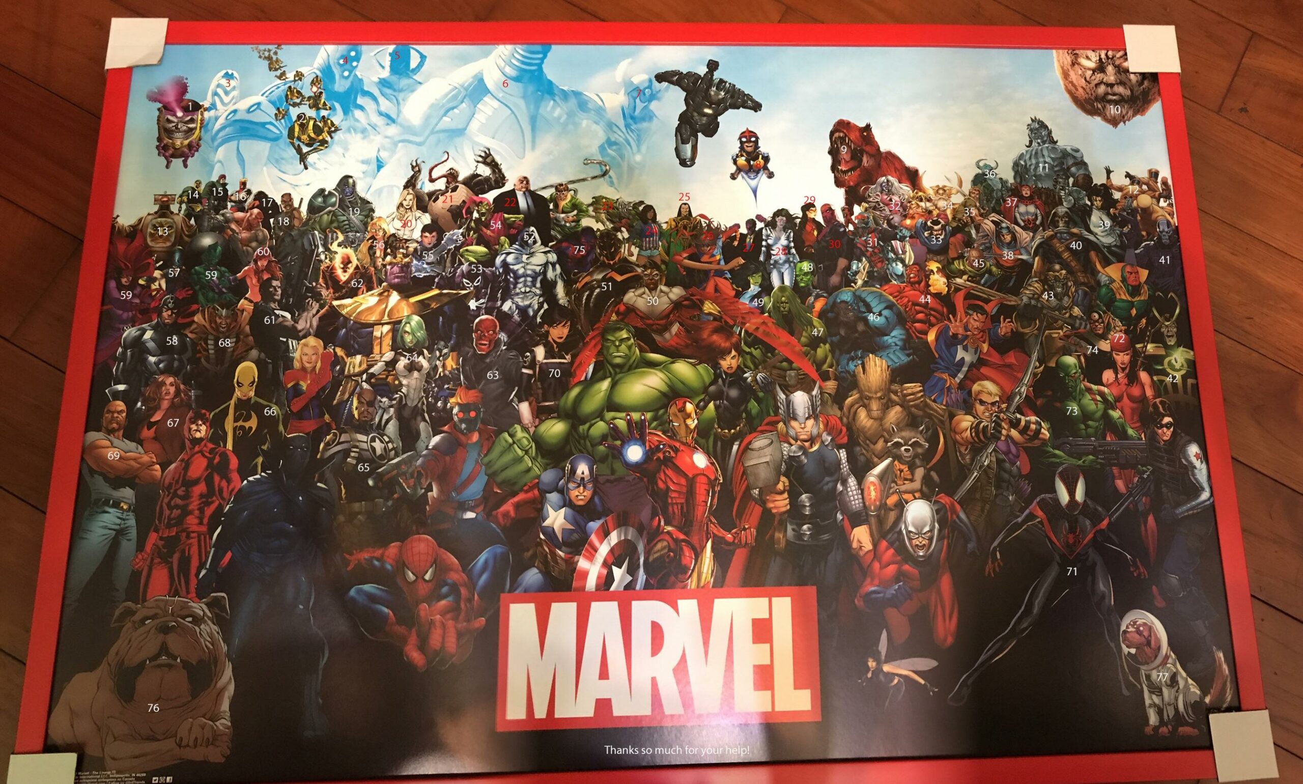 Hi, I got this poster but don't know many marvel characters. I would ...