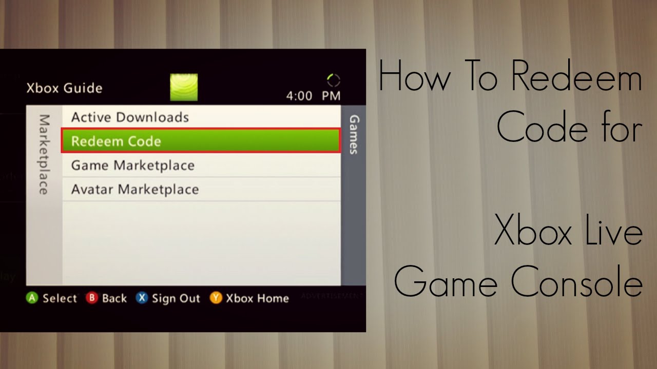 How to Redeem Code for Xbox Live Game Console - YouTube